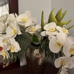 Elegant White Orchid Arrangement in Textured Vase